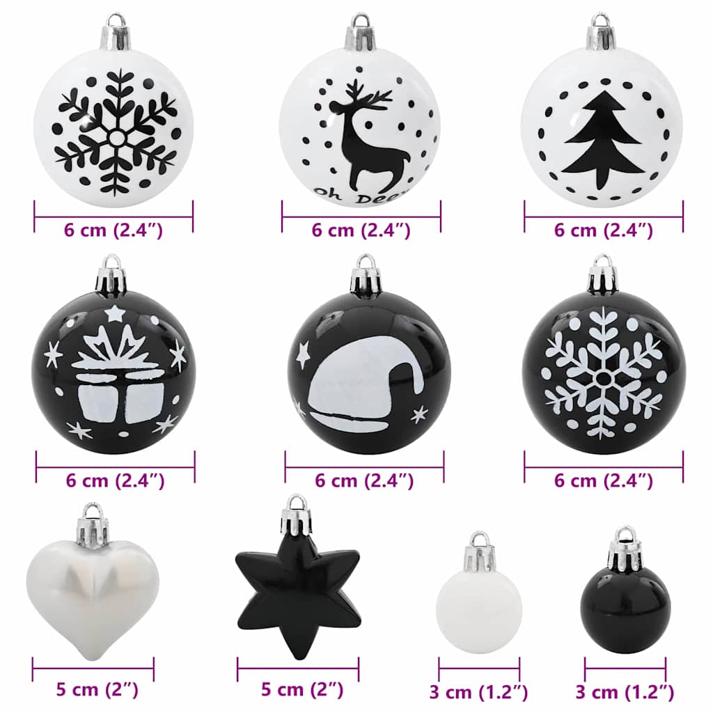 Set di Palle di Natale 40 pcs Nero e Bianco Plastica | homemem39