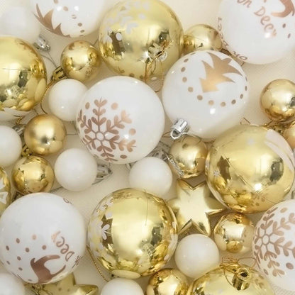 Set di Palle di Natale 40 pcs Bianco e Oro Plastica | homemem39