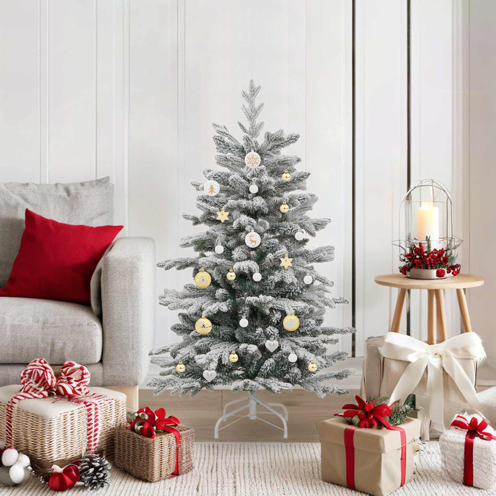 Set di Palle di Natale 40 pcs Bianco e Oro Plastica | homemem39