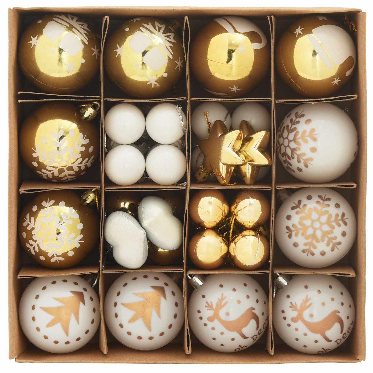 Set di Palle di Natale 40 pcs Bianco e Oro Plastica | homemem39