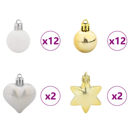 Set di Palle di Natale 40 pcs Bianco e Oro Plastica | homemem39