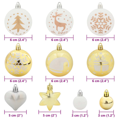 Set di Palle di Natale 40 pcs Bianco e Oro Plastica | homemem39