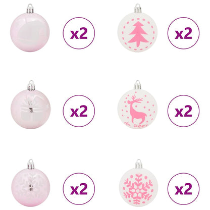 Set di Palle di Natale 40 pcs Bianco e Rosa Plastica | homemem39