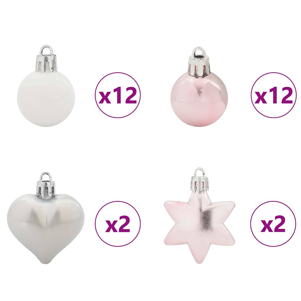 Set di Palle di Natale 40 pcs Bianco e Rosa Plastica | homemem39