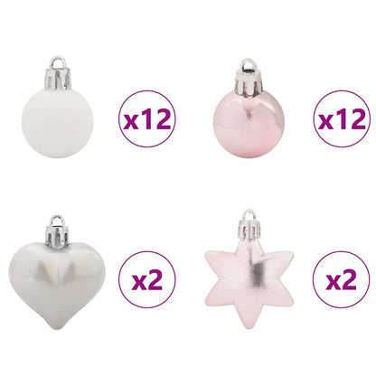 Set di Palle di Natale 40 pcs Bianco e Rosa Plastica | homemem39