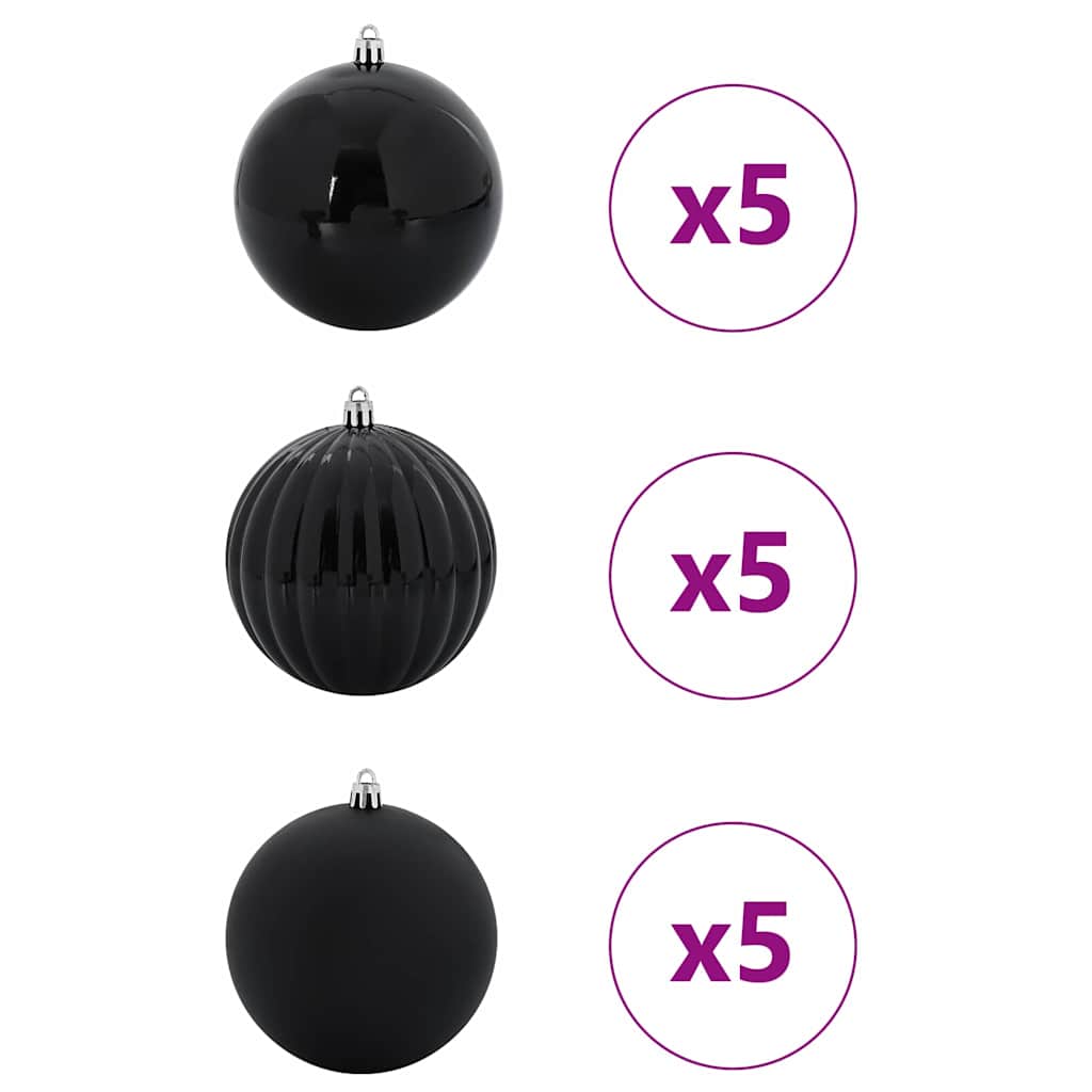 Set di palline di Natale XL 15 pz Nero Plastica