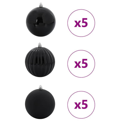 Set di palline di Natale XL 15 pz Nero Plastica