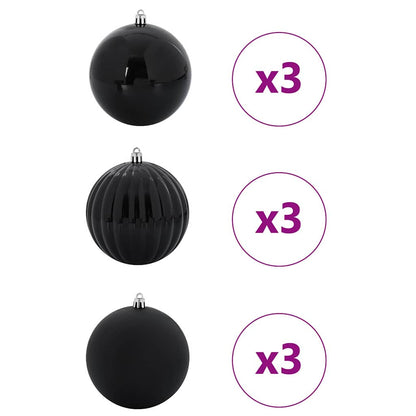 Set di Palline di Natale XL 9 pz Nero Plastica | homemem39