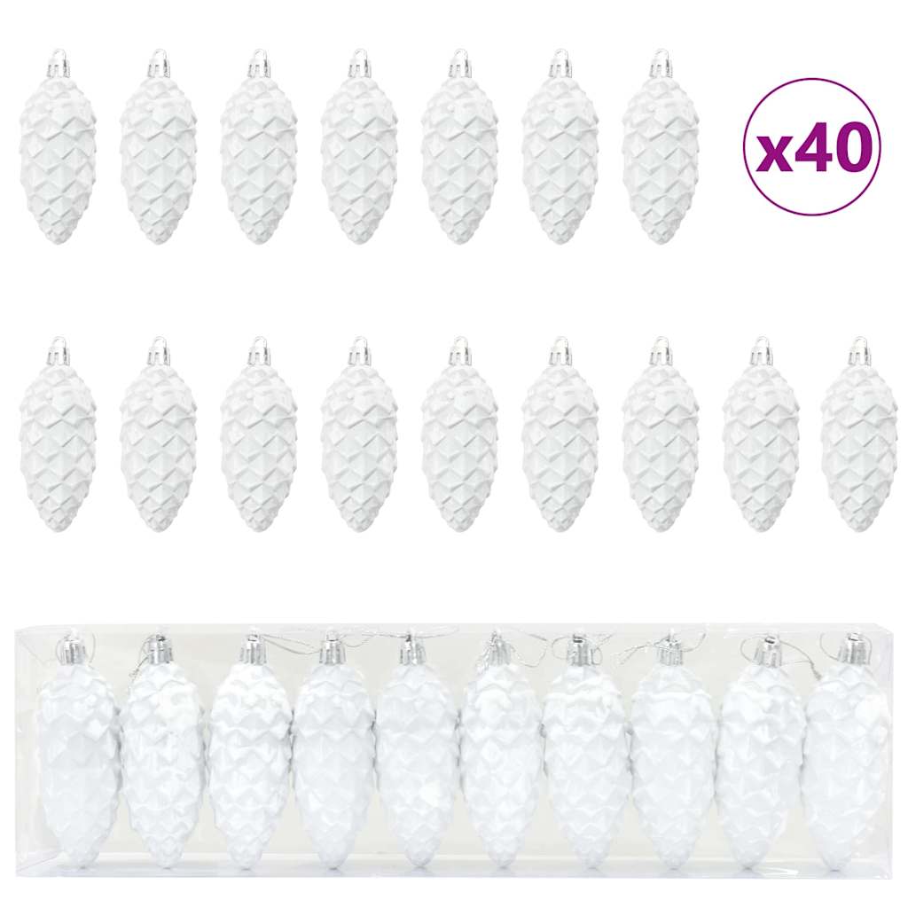 Palla di pino di Natale 40 pcs Bianco Plastica | homemem39