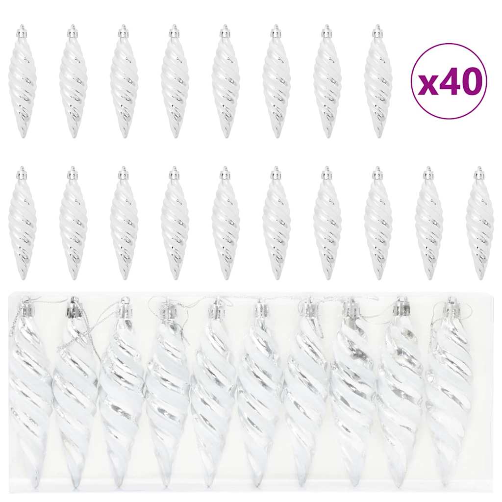Palla a spirale di Natale 40 pcs Argento Plastica | homemem39