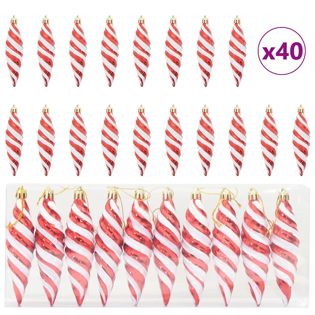 Palla a spirale di Natale 40 pcs Rosso Plastica | homemem39
