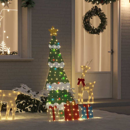 Albero di Natale Illuminato con 3 Scatole Regalo 2D Bianco Caldo