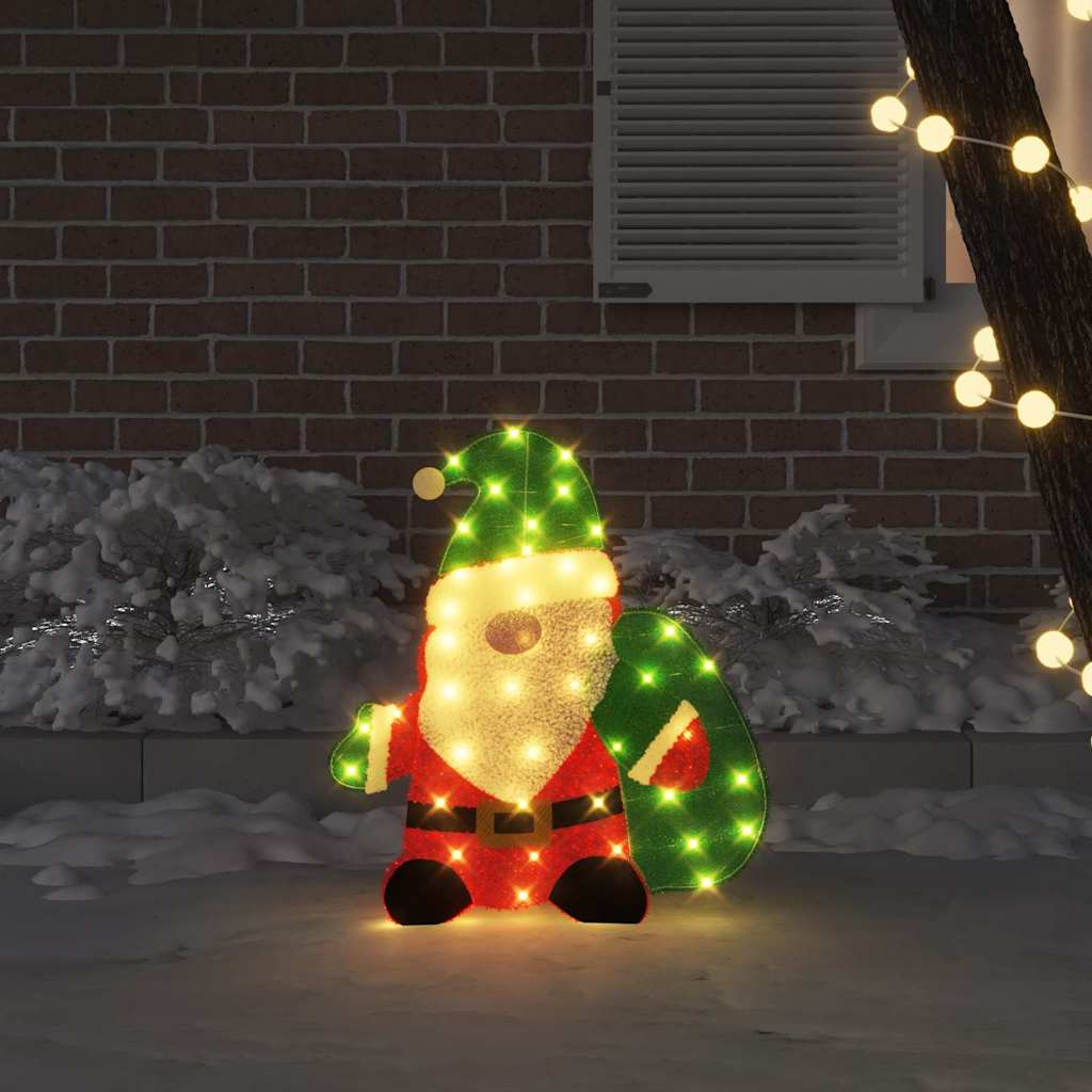 Babbo Natale Illuminato Bianco caldo 70 x 62 cm Tessuto di Lamè | homemem39