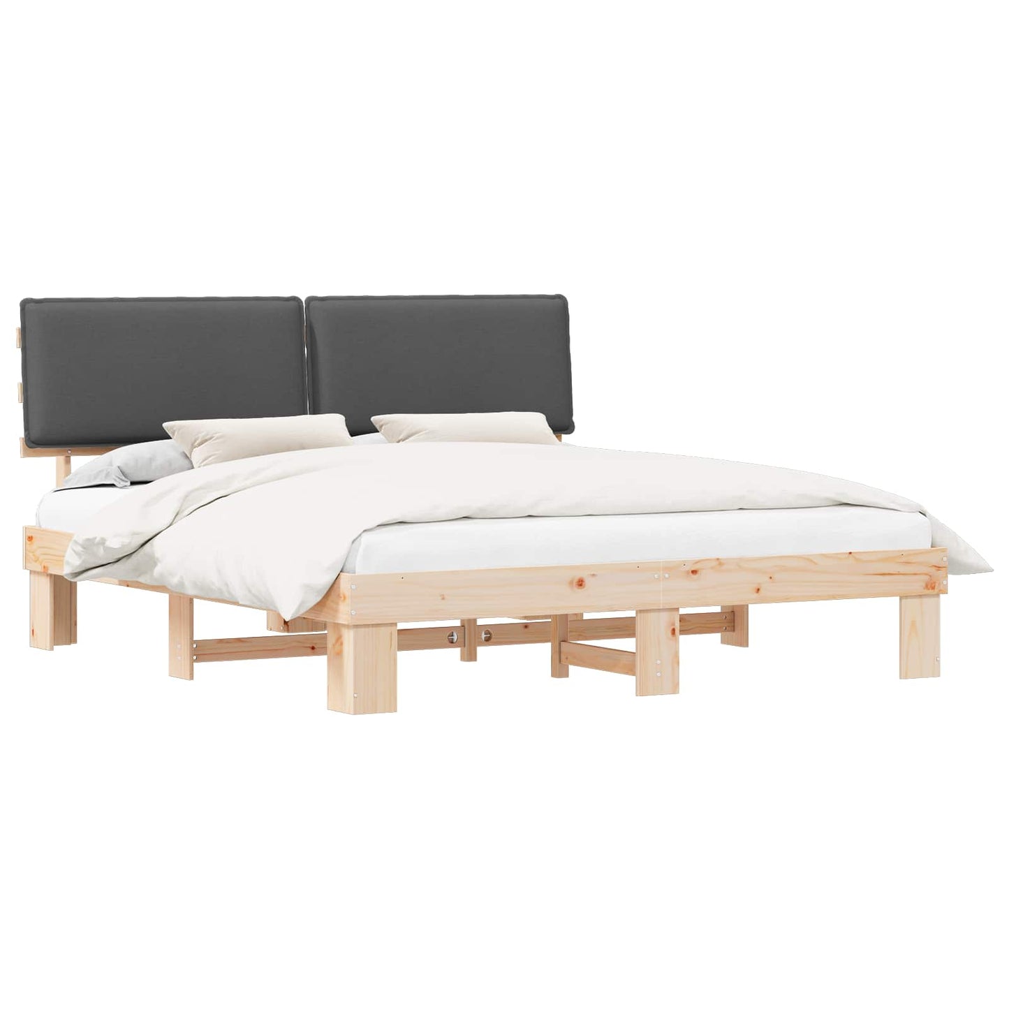 Letto con Testiera Rivestita Grigio scuro 200 x 200 cm | homemem39