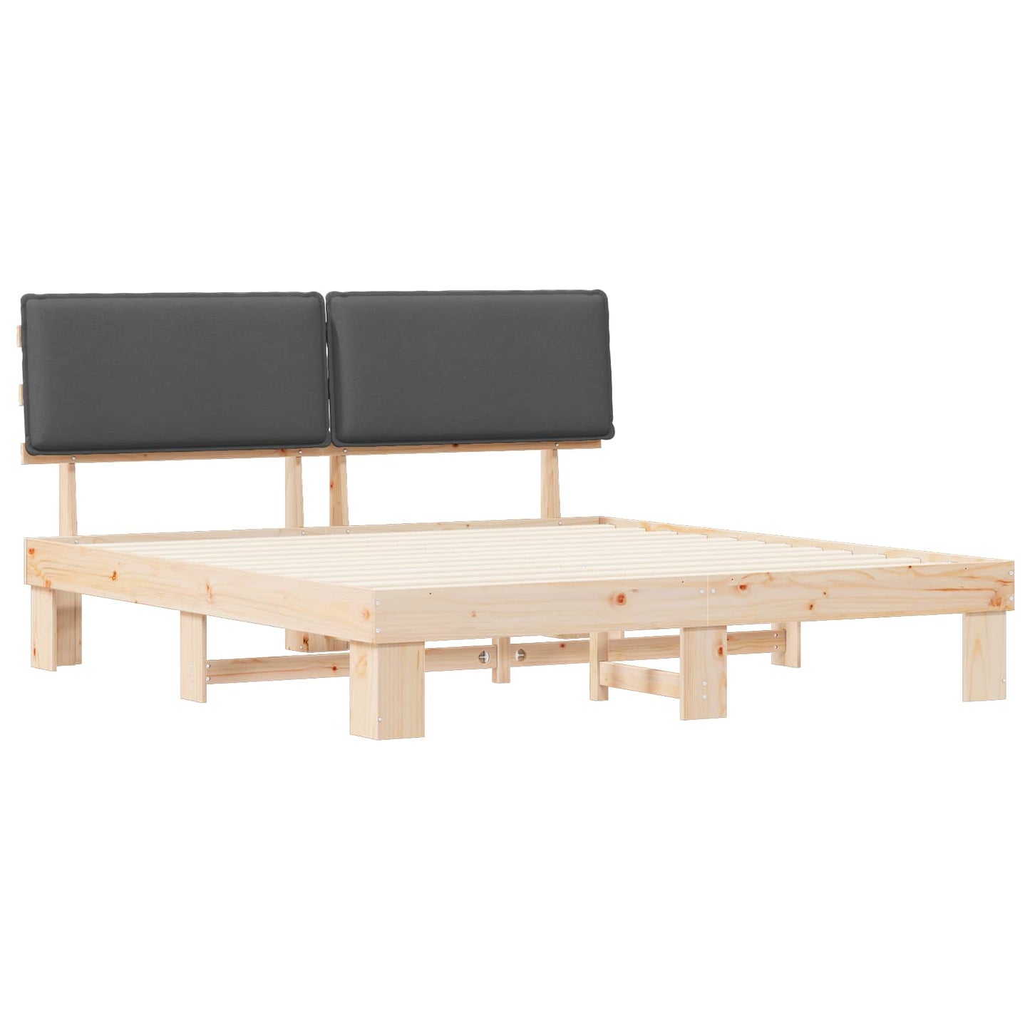 Letto con Testiera Rivestita Grigio scuro 200 x 200 cm | homemem39