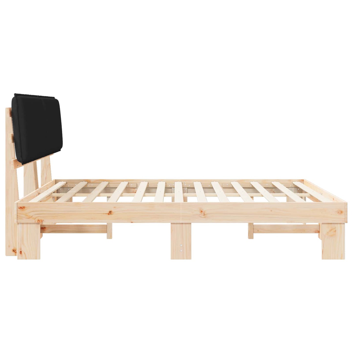 Letto con Testiera Rivestita Nero 200 x 200 cm Pino massello | homemem39