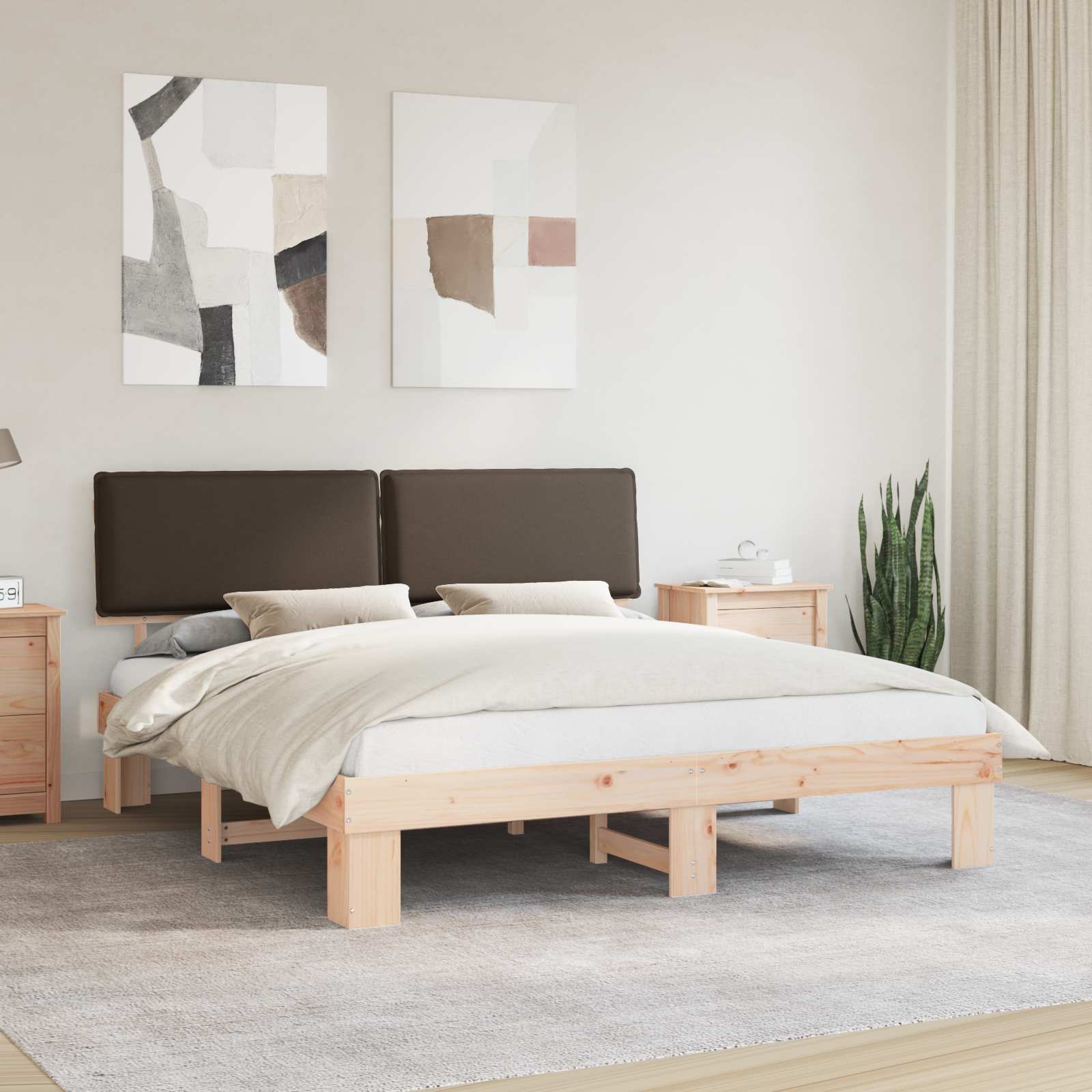 Letto con Testiera Rivestita Talpa 200 x 200 cm Pino massello | homemem39