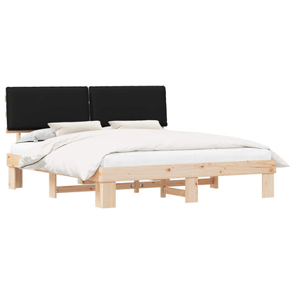 Letto con Testiera Rivestita Nero 180 x 200 cm Pino massello | homemem39
