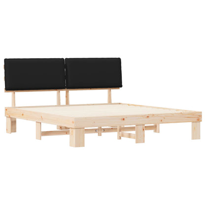 Letto con Testiera Rivestita Nero 180 x 200 cm Pino massello | homemem39