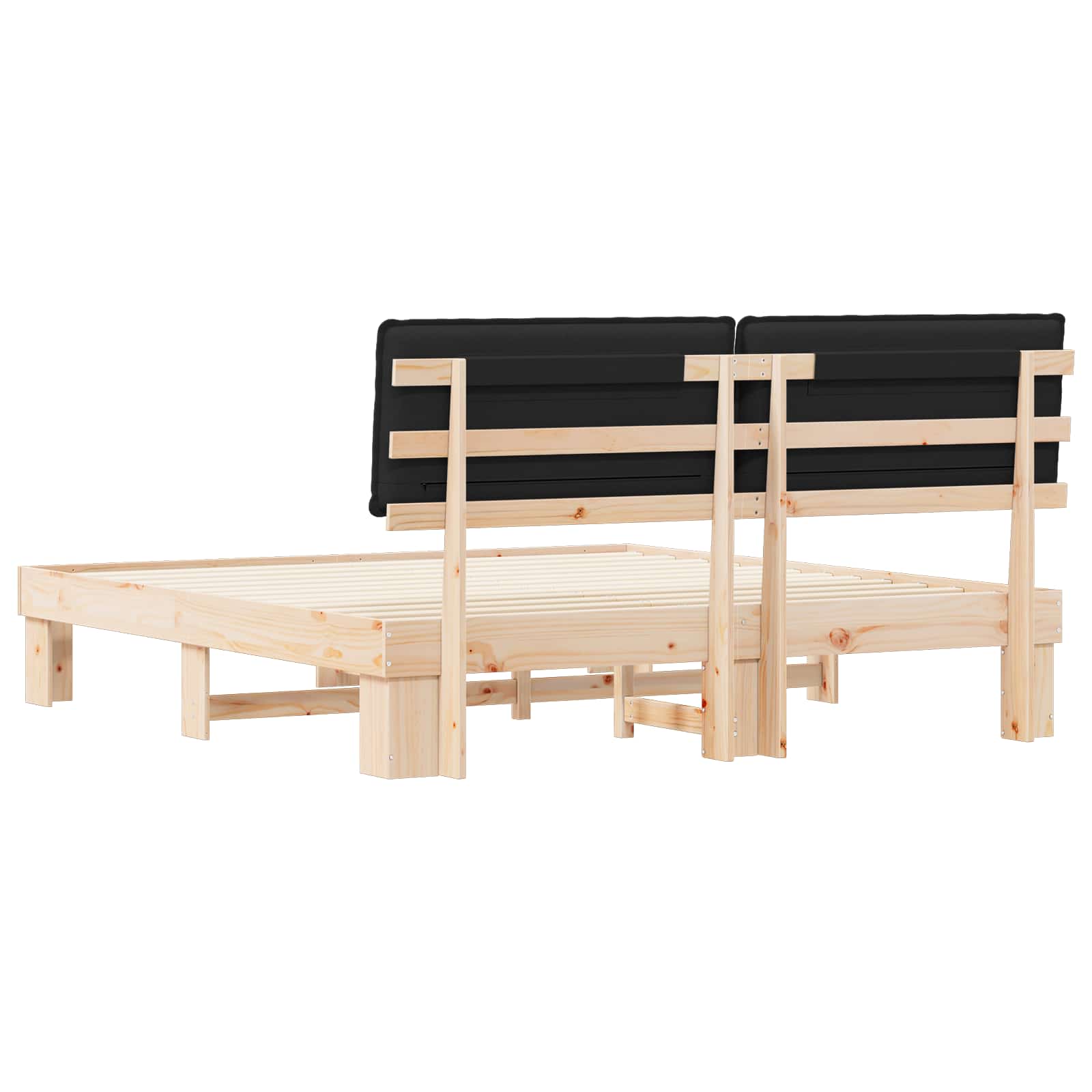 Letto con Testiera Rivestita Nero 180 x 200 cm Pino massello | homemem39