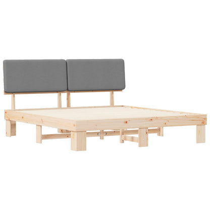 Letto con Testiera Rivestita Grigio chiaro 200 x 200 cm | homemem39