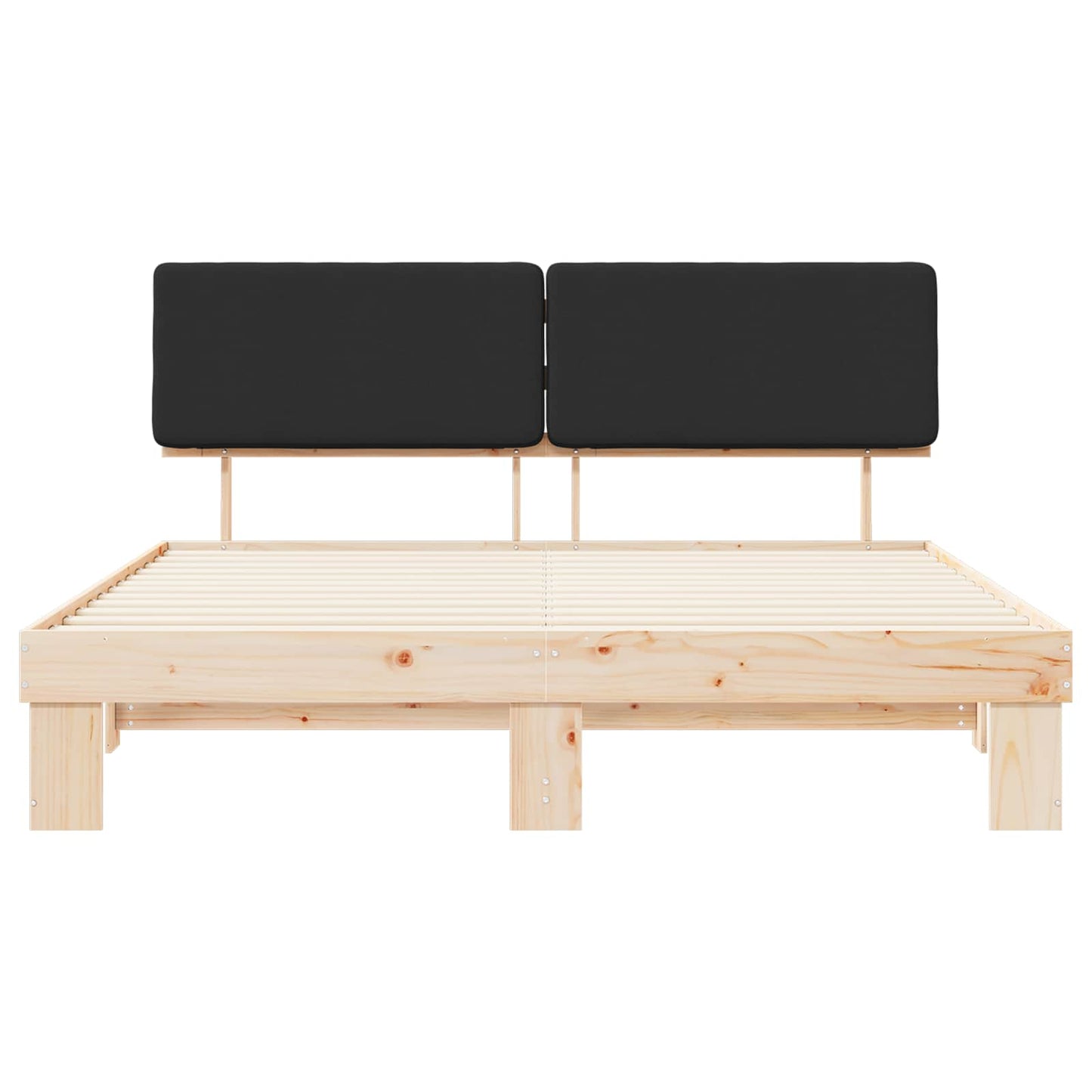 Letto con Testiera Rivestita Nero 200 x 200 cm Pino massello | homemem39
