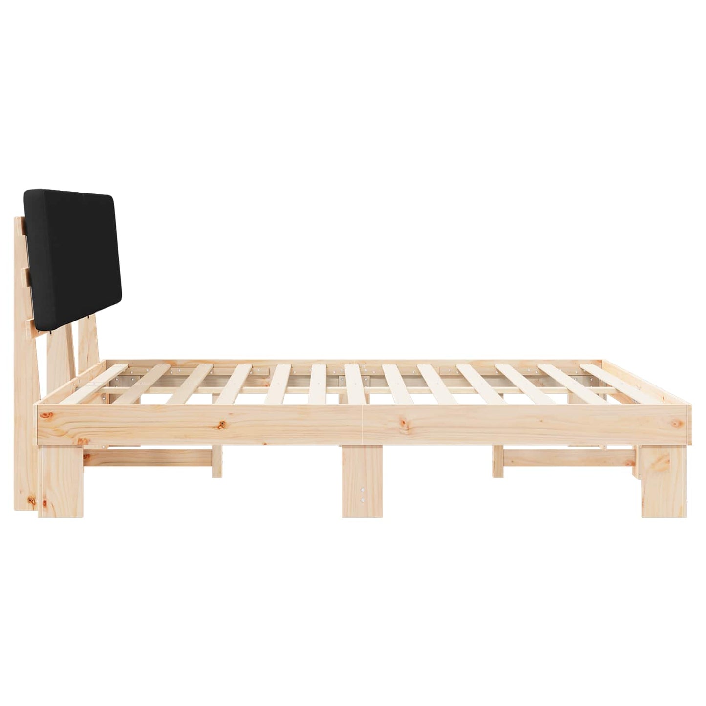 Letto con Testiera Rivestita Nero 180 x 200 cm Pino massello