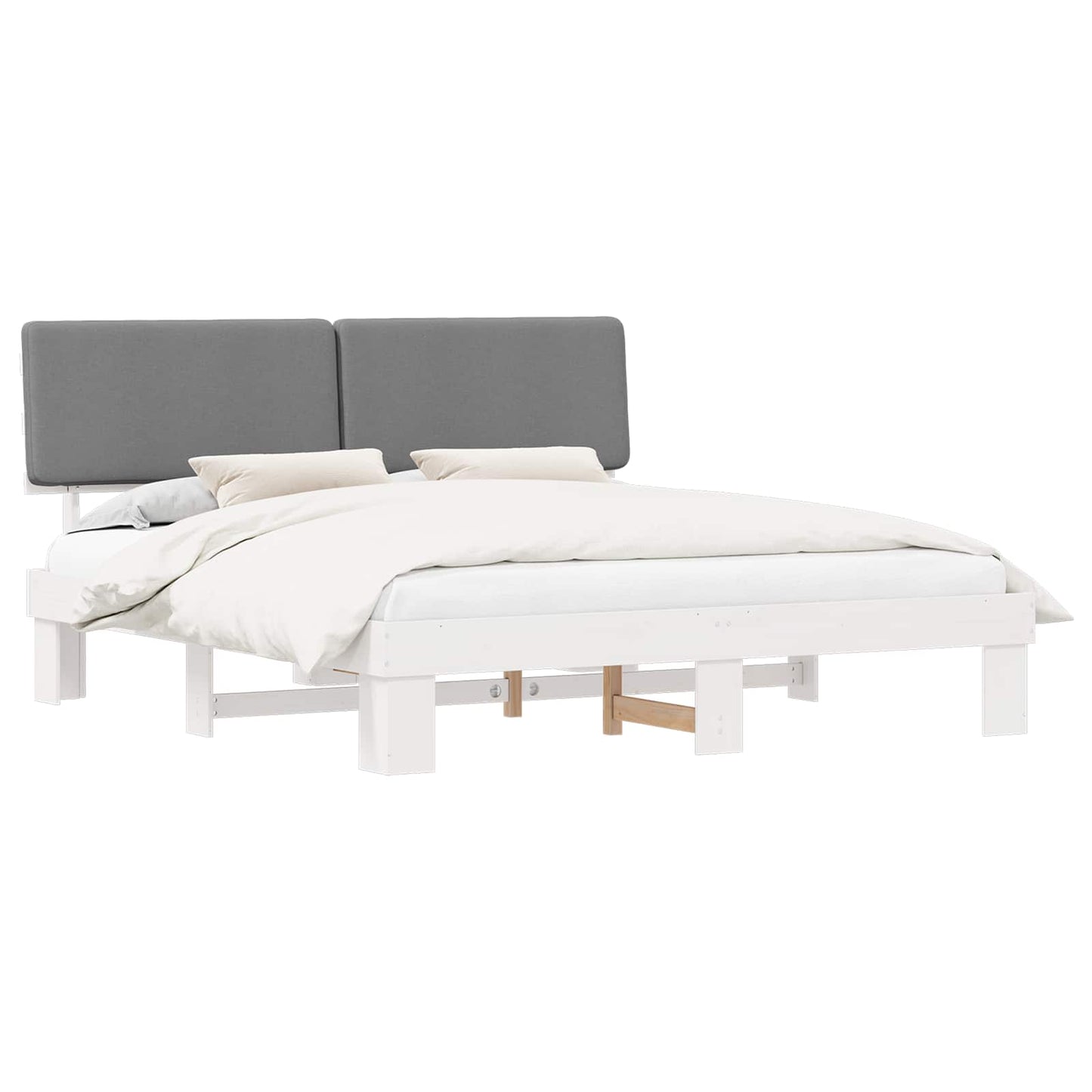 Letto con Testiera Rivestita Grigio chiaro 180 x 200 cm
