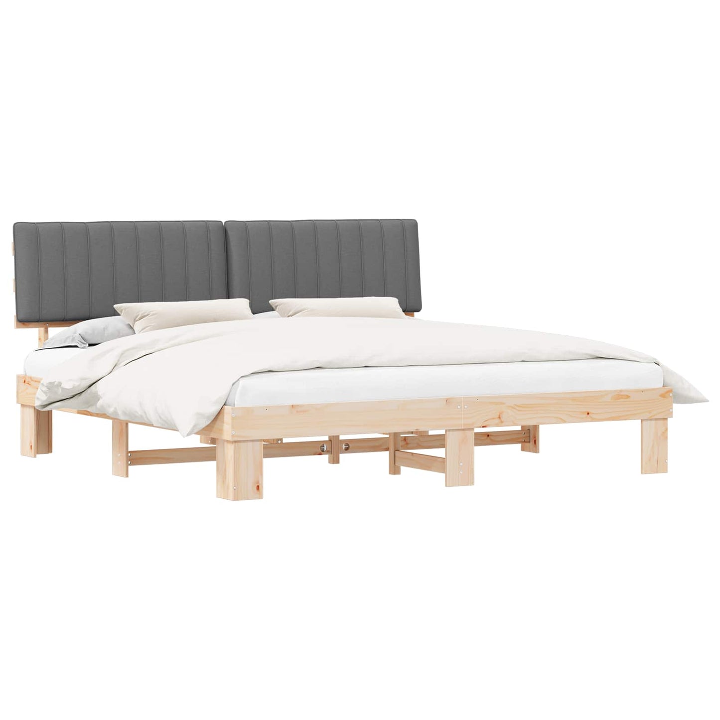 Letto con Testiera Rivestita Grigio chiaro 200 x 200 cm | homemem39