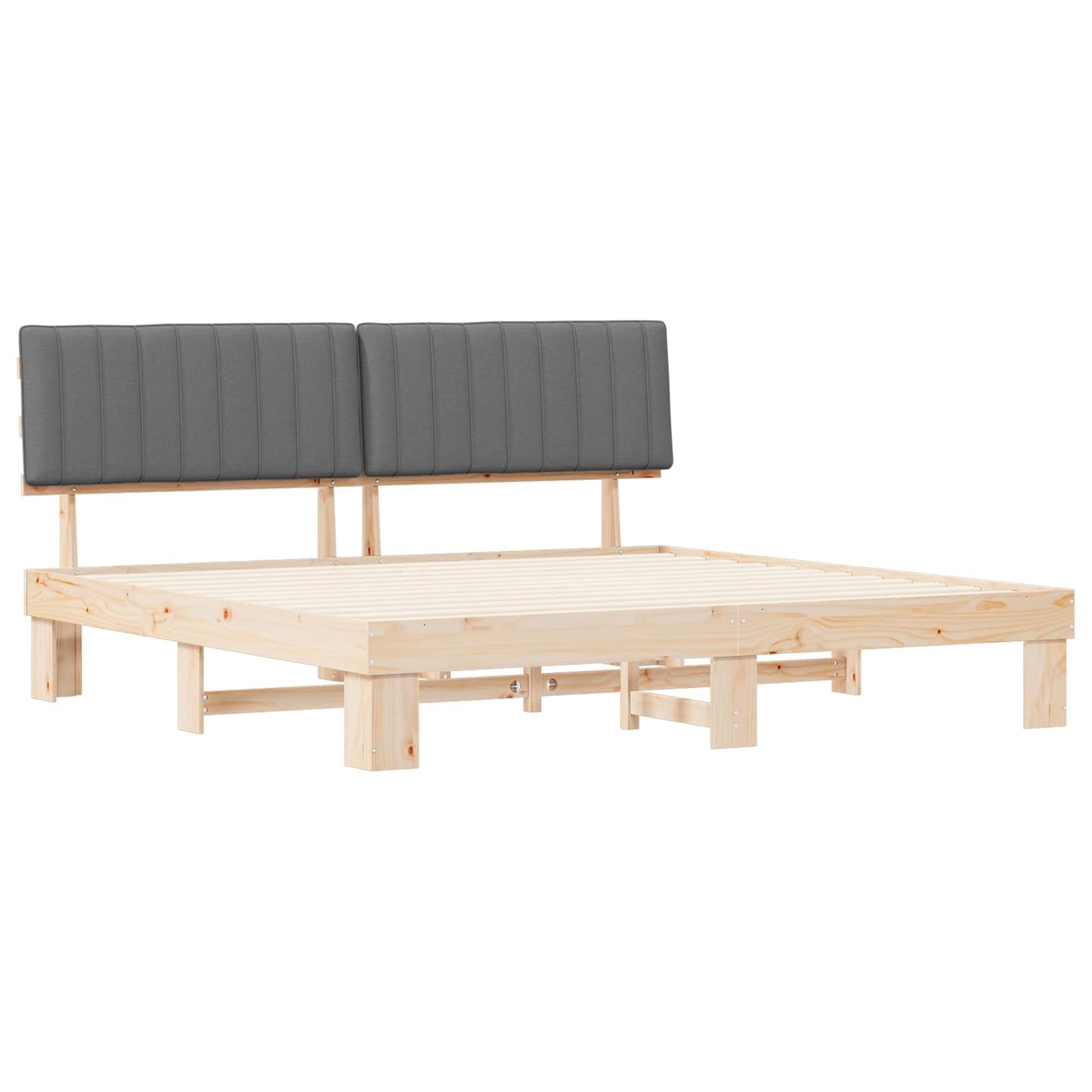 Letto con Testiera Rivestita Grigio chiaro 200 x 200 cm | homemem39