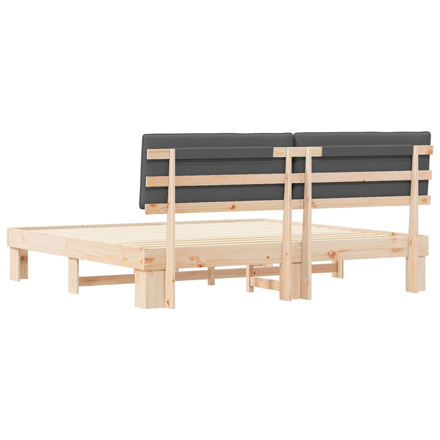 Letto con Testiera Rivestita Grigio scuro 200 x 200 cm | homemem39