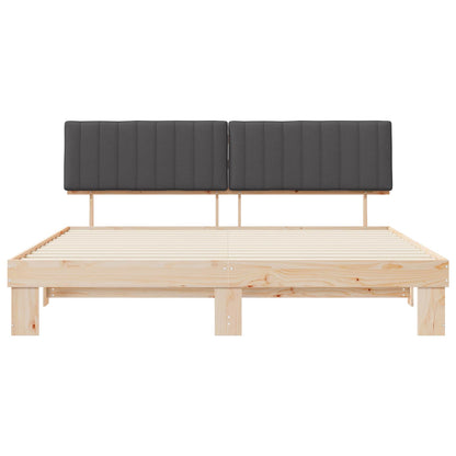 Letto con Testiera Rivestita Grigio scuro 200 x 200 cm | homemem39