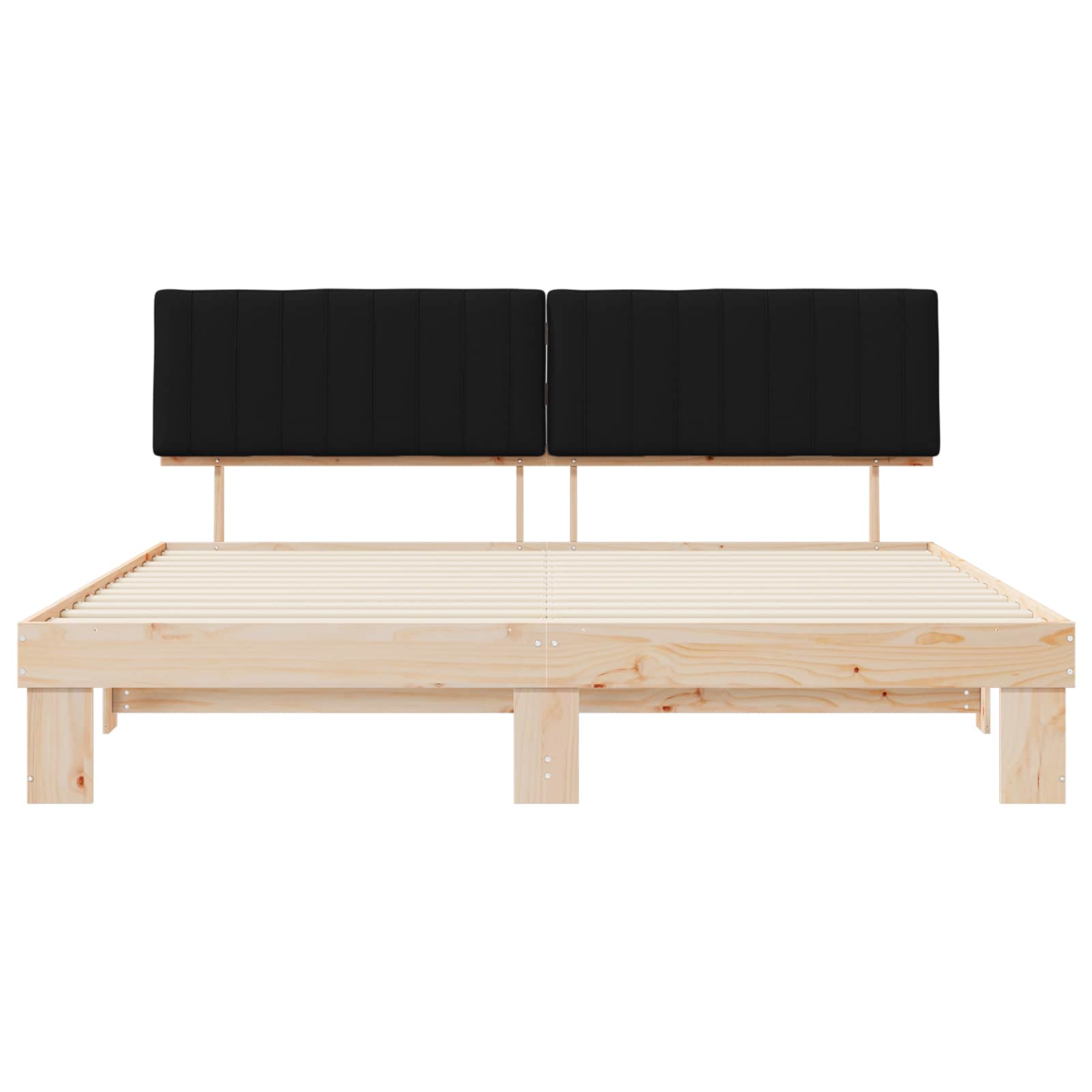 Letto con Testiera Rivestita Nero 200 x 200 cm Pino massello | homemem39