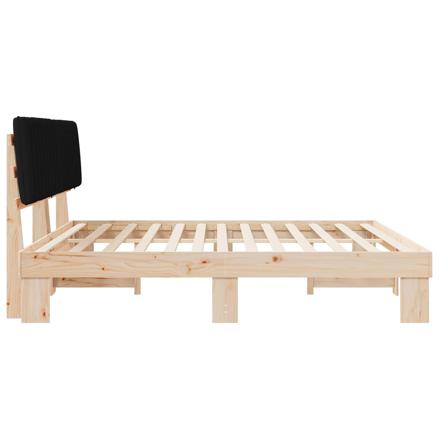 Letto con Testiera Rivestita Nero 200 x 200 cm Pino massello | homemem39