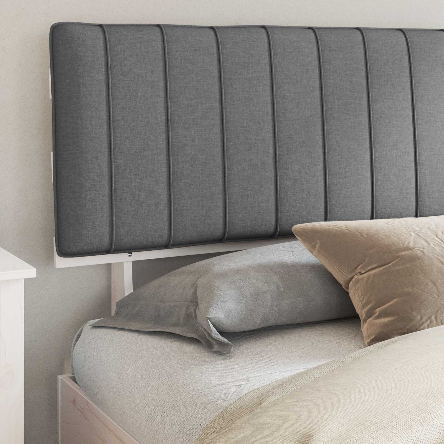 Letto con Testiera Rivestita Grigio chiaro 200 x 200 cm