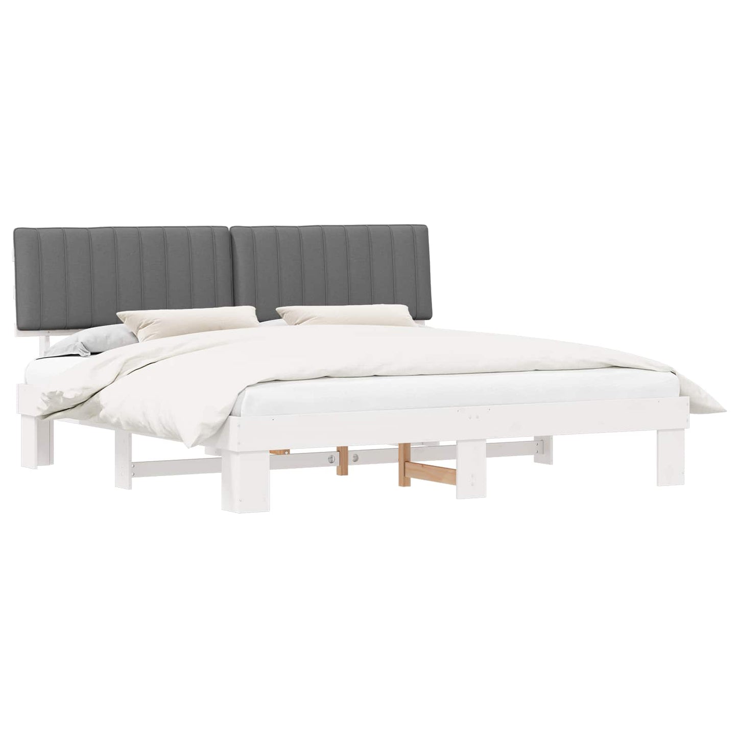 Letto con Testiera Rivestita Grigio chiaro 200 x 200 cm