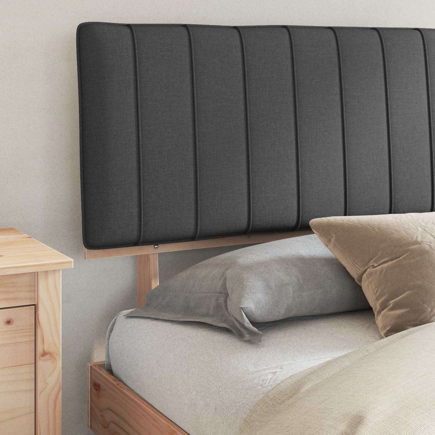 Letto con Testiera Rivestita Grigio scuro 180 x 200 cm | homemem39