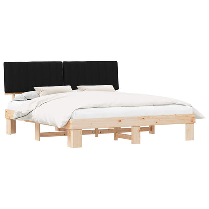 Letto con Testiera Rivestita Nero 180 x 200 cm Pino massello | homemem39