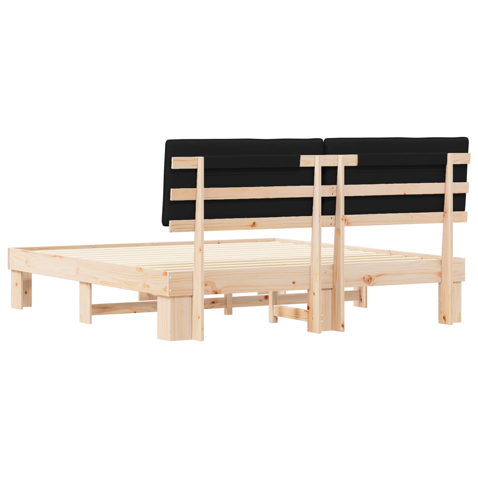 Letto con Testiera Rivestita Nero 180 x 200 cm Pino massello | homemem39