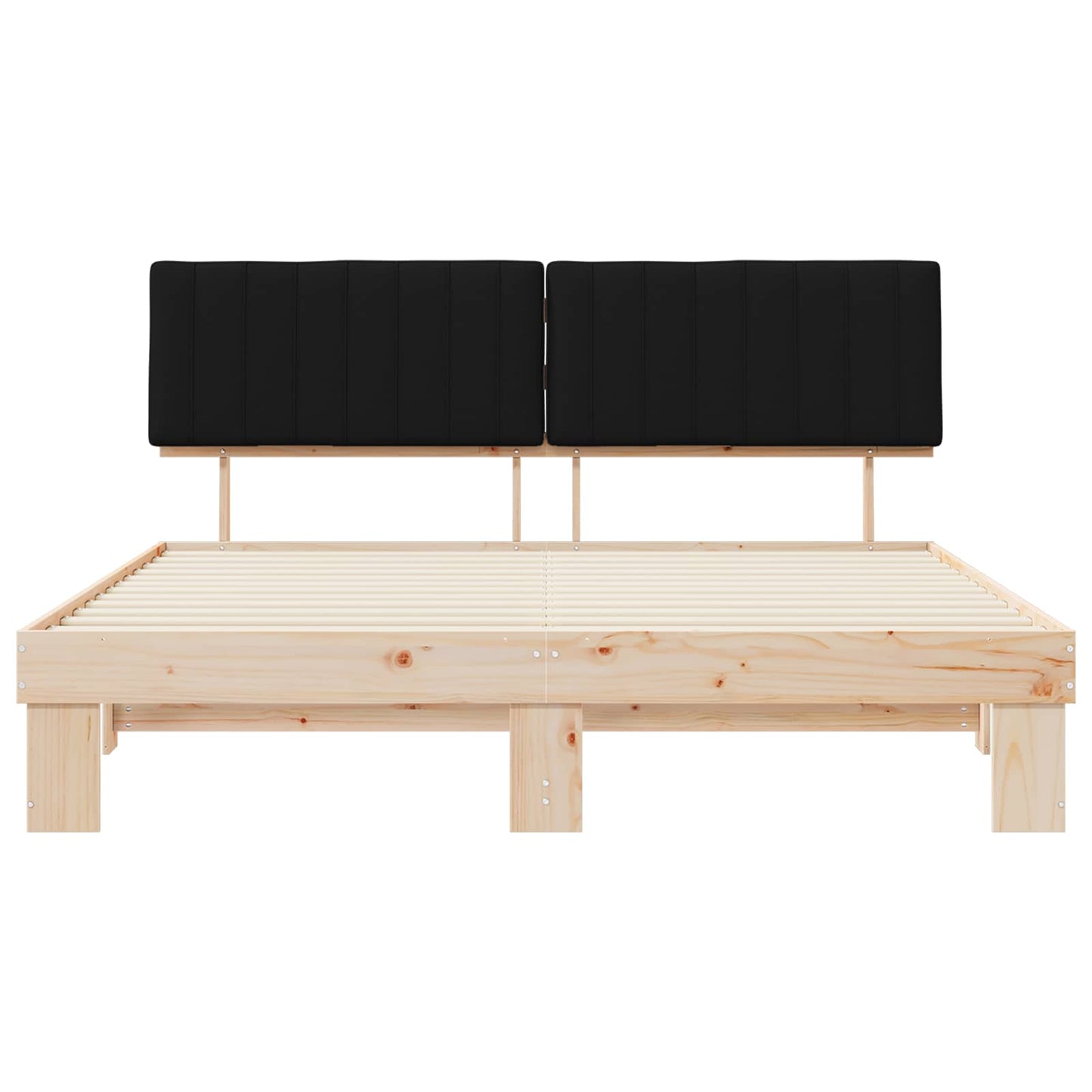 Letto con Testiera Rivestita Nero 180 x 200 cm Pino massello | homemem39