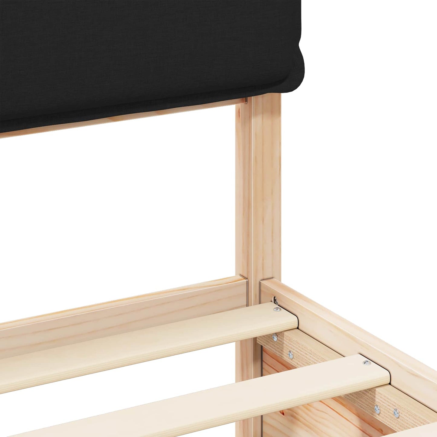 Letto con Testiera Rivestita Nero 200 x 200 cm Pino massello