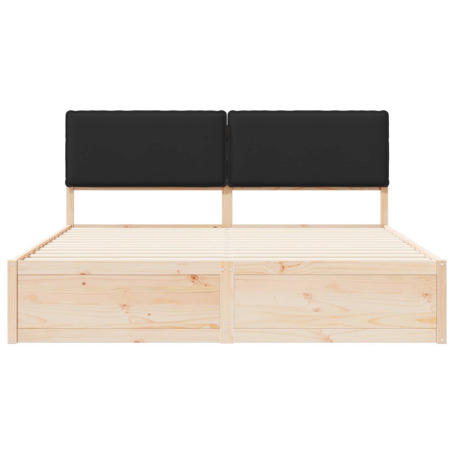 Letto con Testiera Rivestita Nero 180 x 200 cm Pino massello