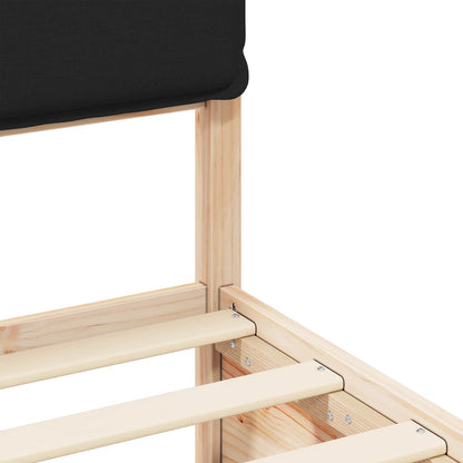 Letto con Testiera Rivestita Nero 160 x 200 cm Pino massello