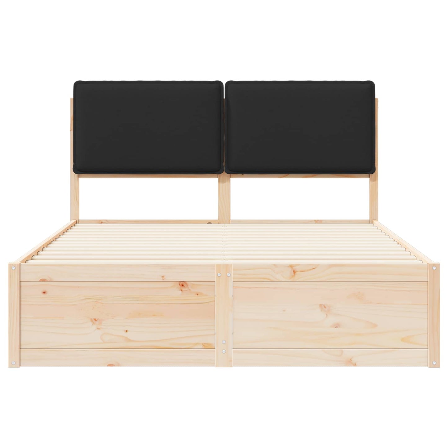 Letto con Testiera Rivestita Nero 160 x 200 cm Pino massello