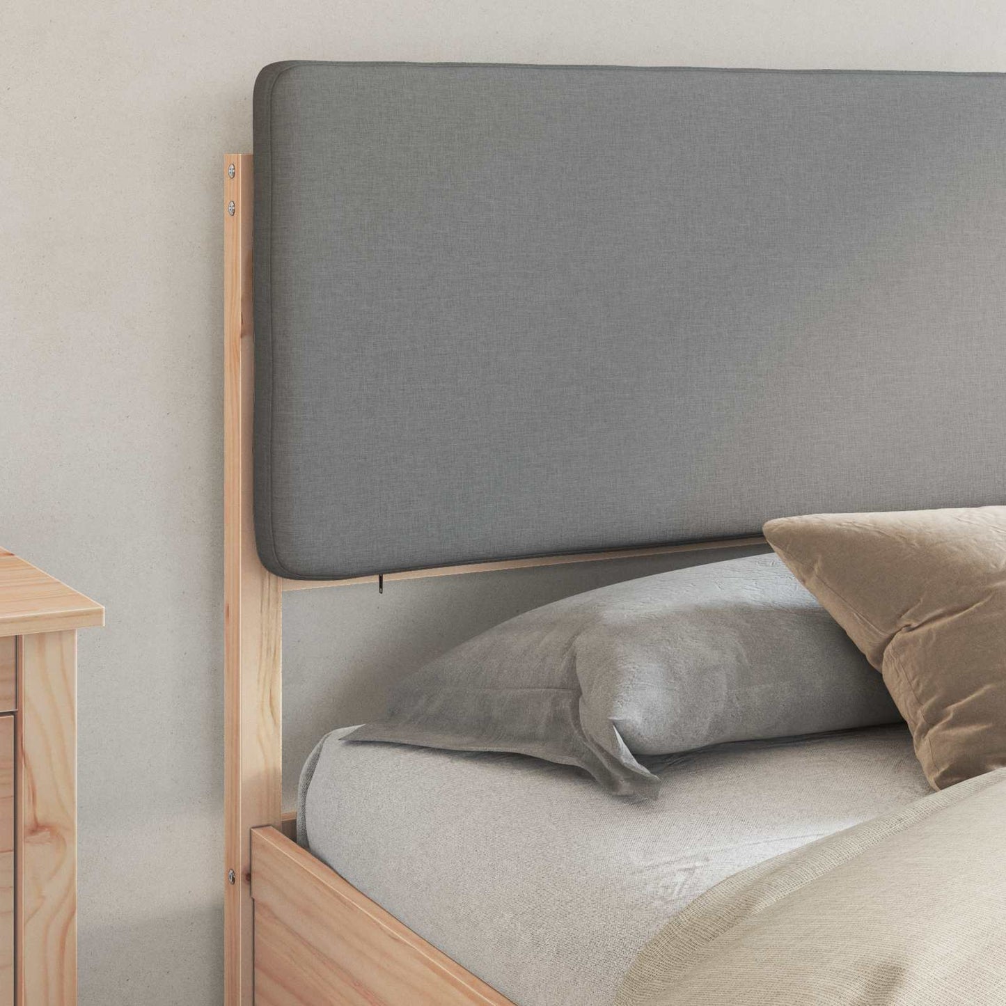 Letto con Testiera Rivestita Grigio chiaro 200 x 200 cm | homemem39