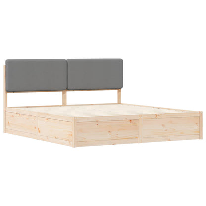 Letto con Testiera Rivestita Grigio chiaro 200 x 200 cm | homemem39
