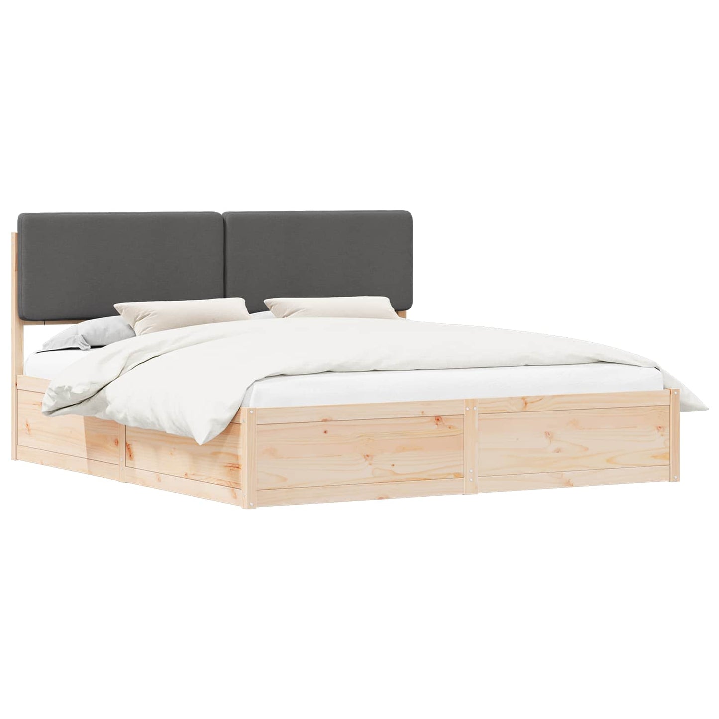 Letto con Testiera Rivestita Grigio scuro 200 x 200 cm | homemem39