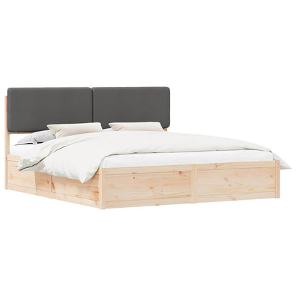 Letto con Testiera Rivestita Grigio scuro 200 x 200 cm | homemem39