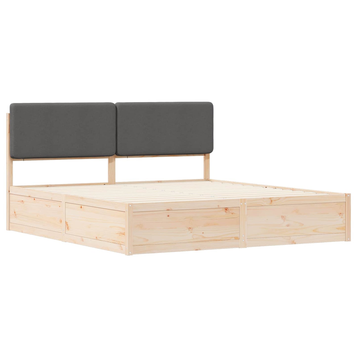 Letto con Testiera Rivestita Grigio scuro 200 x 200 cm | homemem39