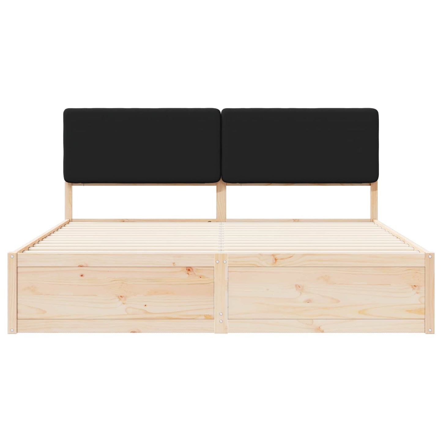 Letto con Testiera Rivestita Nero 200 x 200 cm Pino massello | homemem39